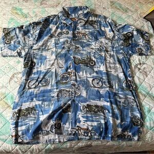 New Men’s Harley-Davidson Blue Motorcycle Pattern Shirt
